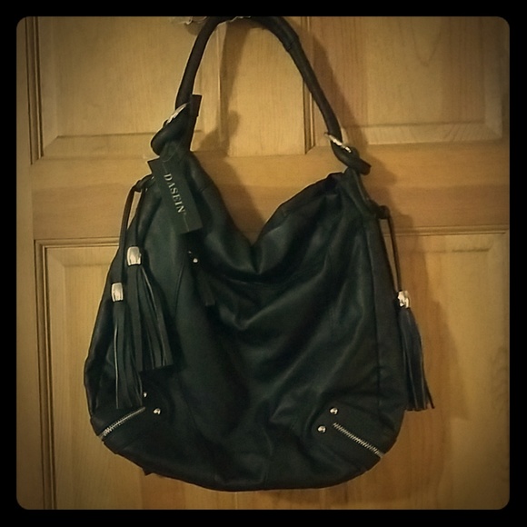dasien Handbags - NEW  🌞 DASEIN Black Moto Hobo Bag silver hardware